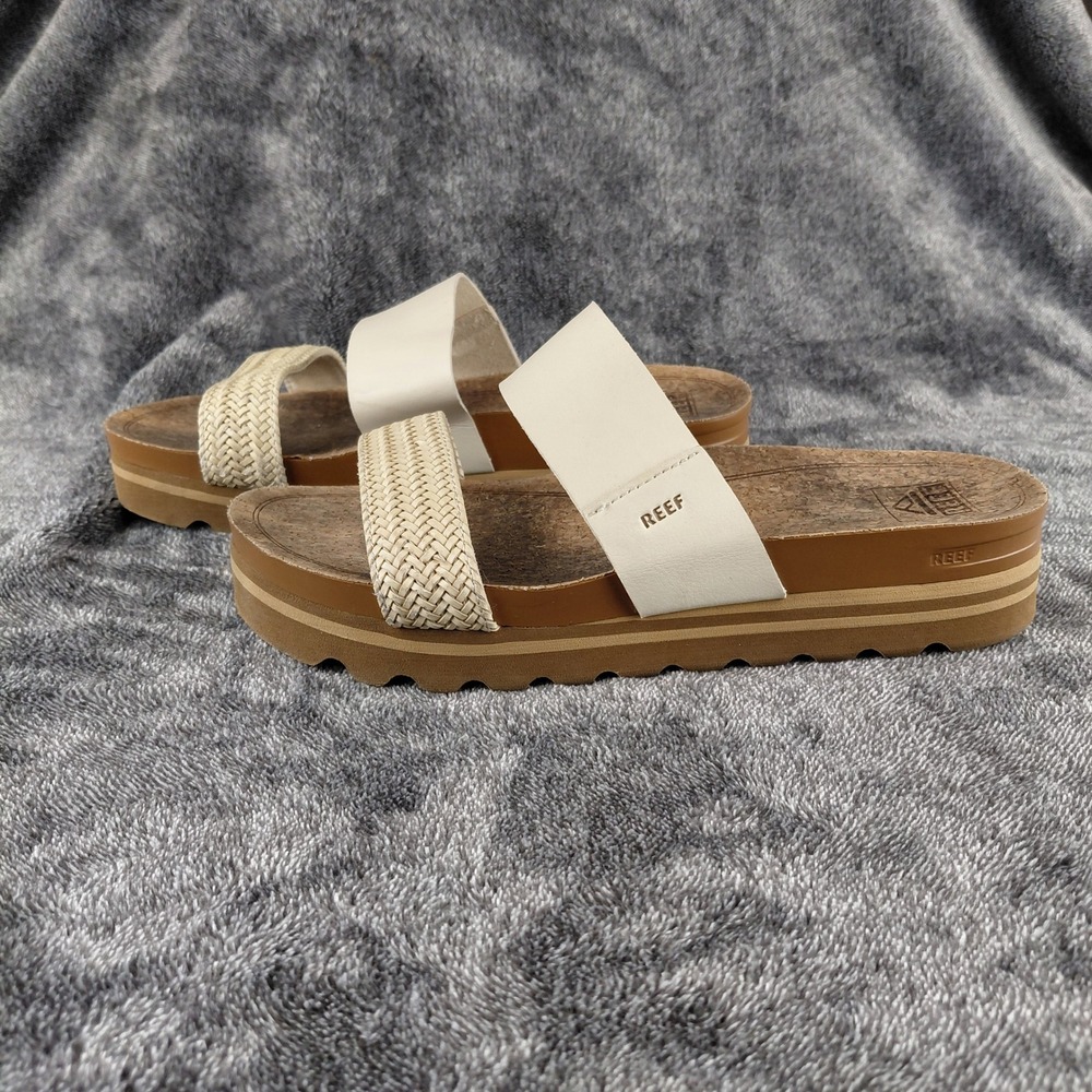 Reef Cushion Vista Hi Platform Sandals Womens 9 Cream Tan Woven Slide RF0A522L - Picture 4 of 8